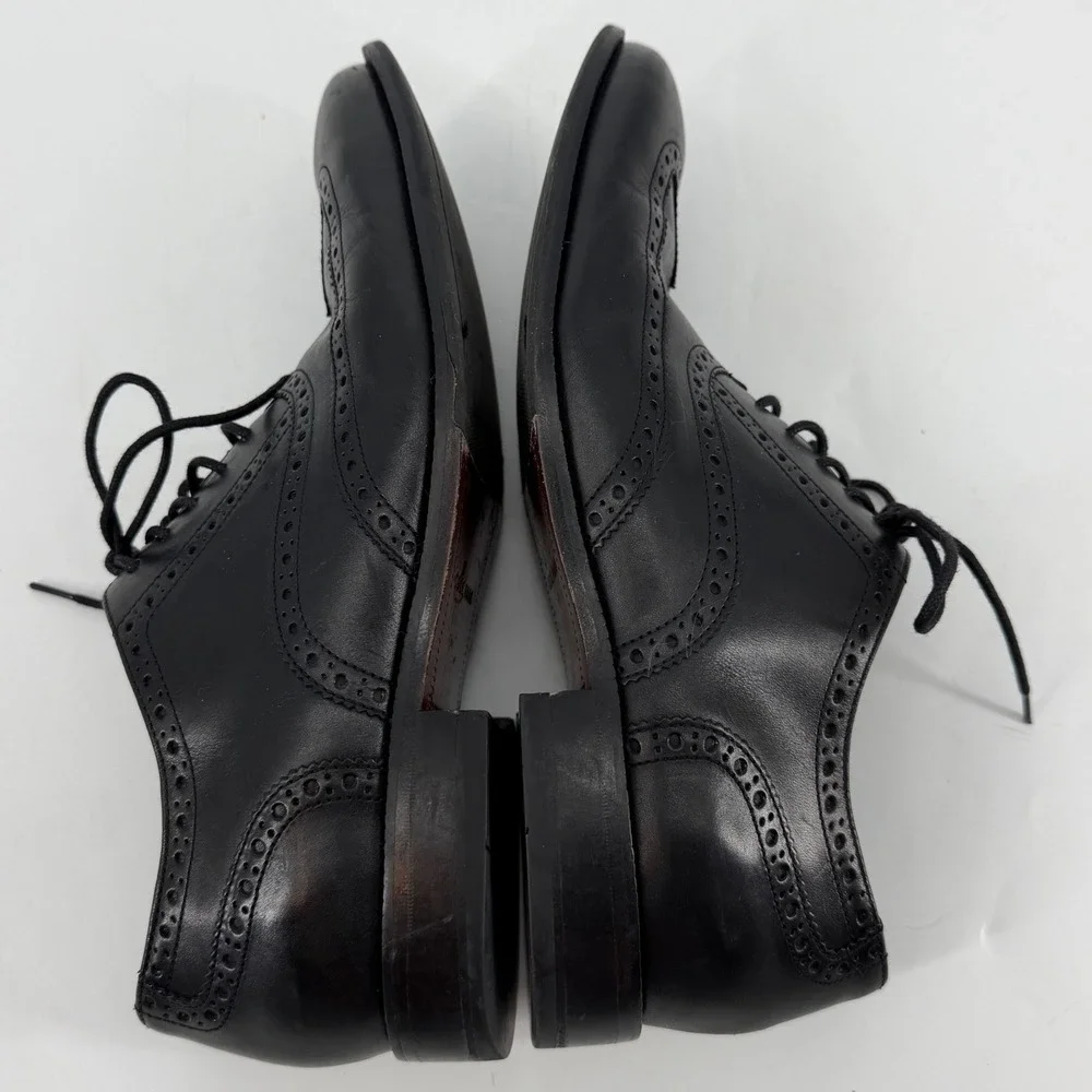 Cole Haan Mens Black Leather Wingtip Oxford Brogue Dress Shoes Size 11M
